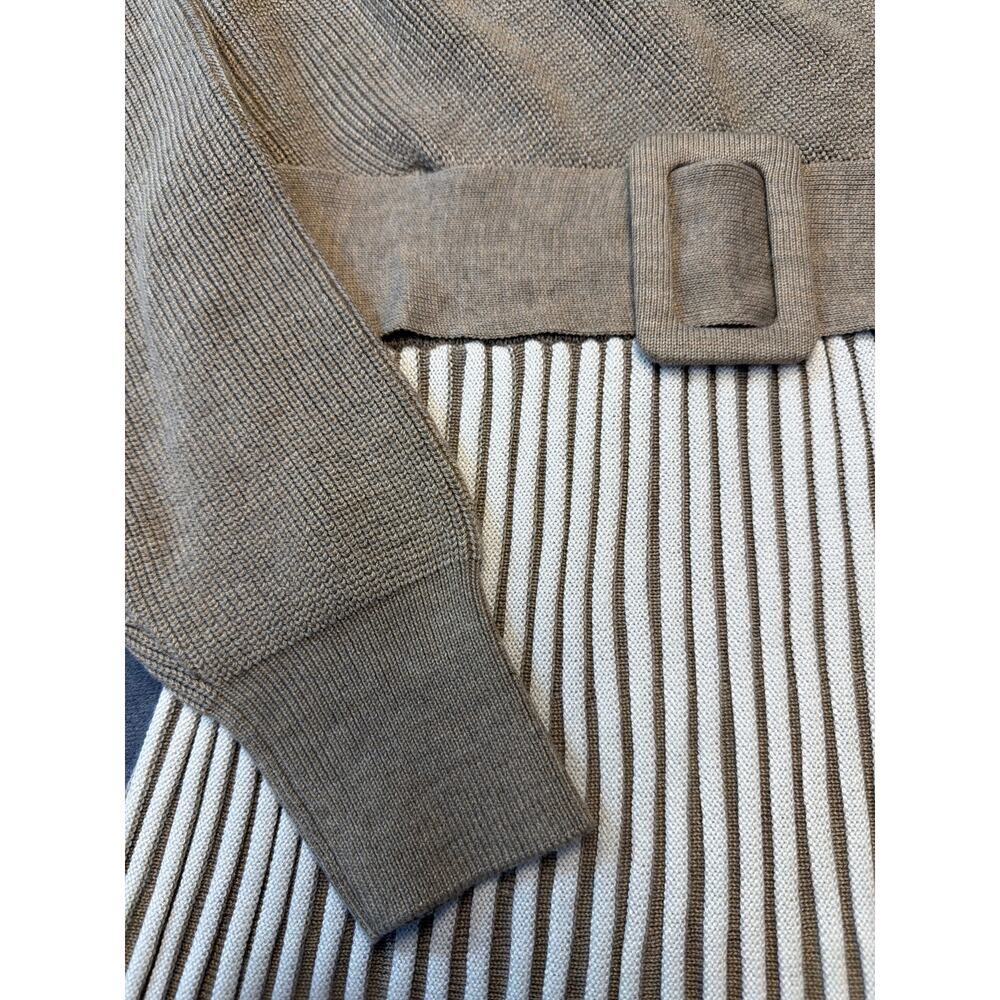 NWT Robbie Bee Rib Pleated Sweater Dress Tan/White Women’s Med - Picture 4 of 13
